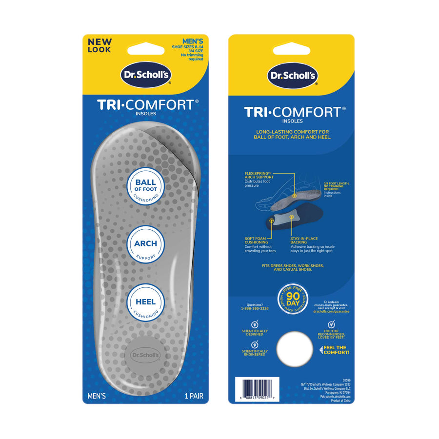 Dr. Scholl's Tri- Comfort Mens Mens Insoles Medium Size 8-12 1 Ea
