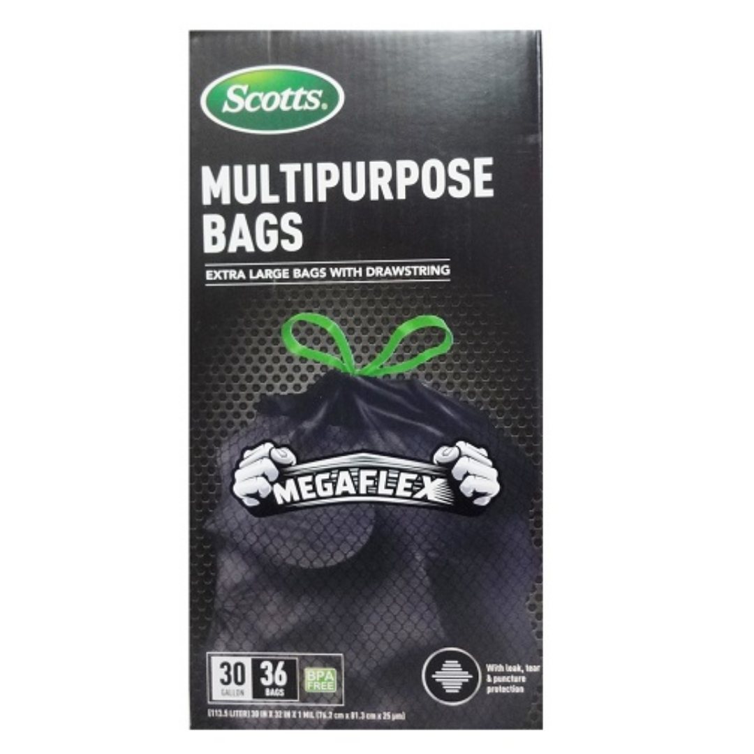 Scotts Flex Drawstring Trash Bags 30 Gallon Black (36 Count)