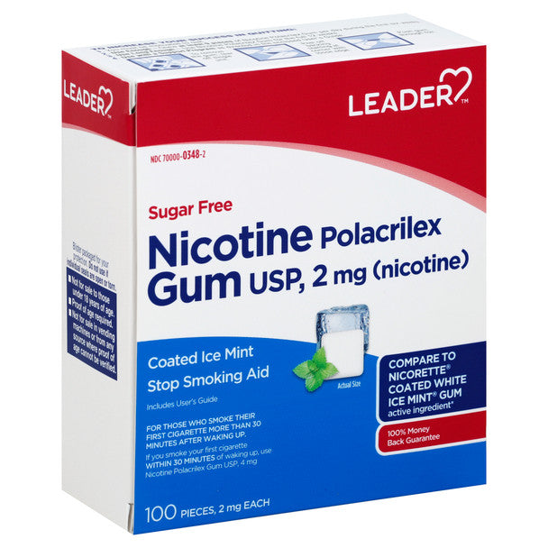 Leader™ Nicotine Gum – 2 mg Nicotine Polacrilex, Mint Flavor (Sugar-Free)