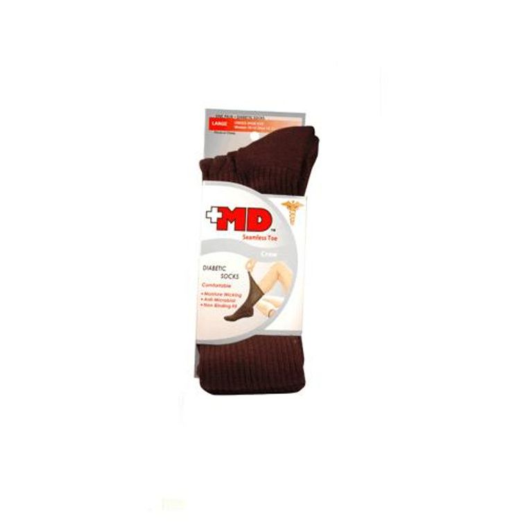 MD Black Diabetic Crew Socks Large 1 Pair