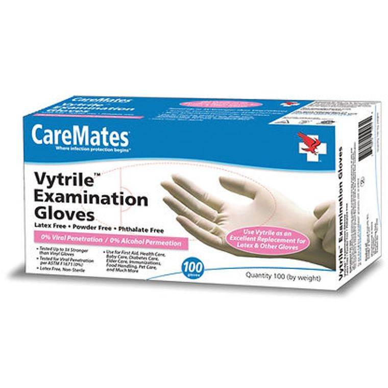 Caremates Vytrile Exam Gloves Latex Free Powder Phthalate Free X- Large 100Ct