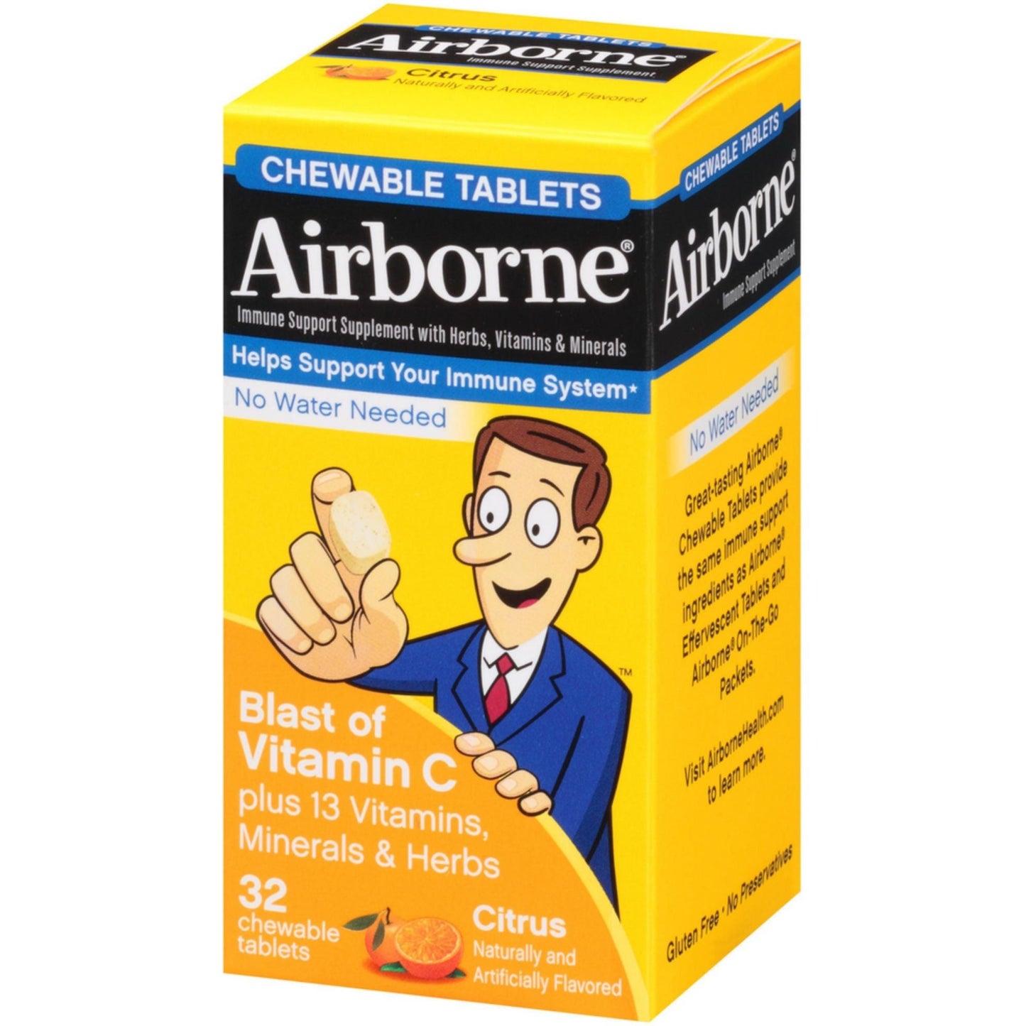 Airborne Immune Support Chewable Tablets Citrus 32 Ct