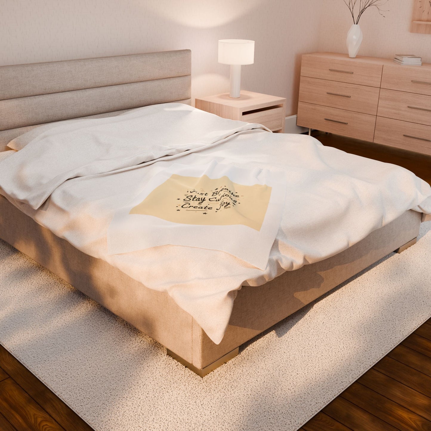 Just Breathe Stay Curious Create Joy Blanket | messy handwriting, doodle text