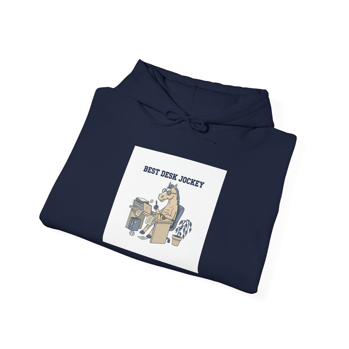 Work Horse Jockey Hoodie | corporate burnout parody, office horse design