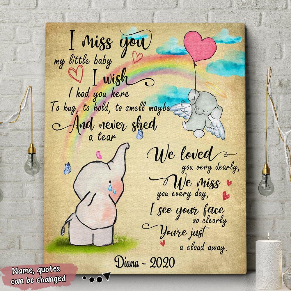 Personalized Baby Lost/ Uncarriage/Infant Loss/Stillbirth Canvas - Best Gift For Mother's Day - I miss you my little baby - AZBHYU