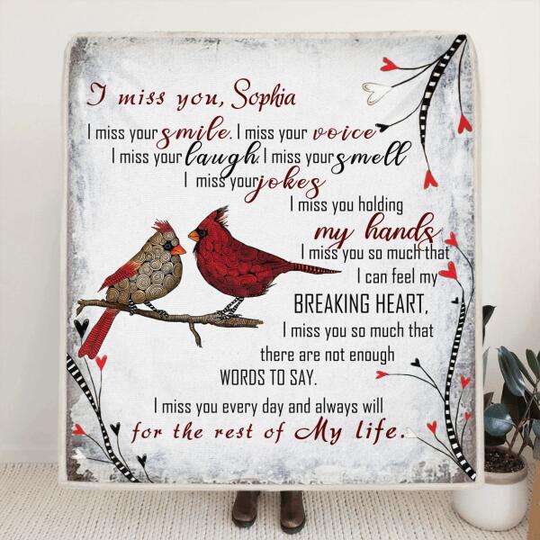 Personalized Memorial Quilt/Fleece Blanket - Memorial Gift For Loss Of Family Members/Friends - I Miss You