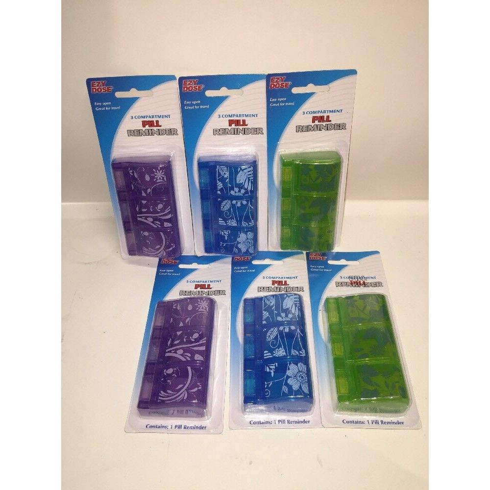 6) EZY Dose 67161 Easy Open 3-Compartment Pill Reminder *Value Bundle Of 6