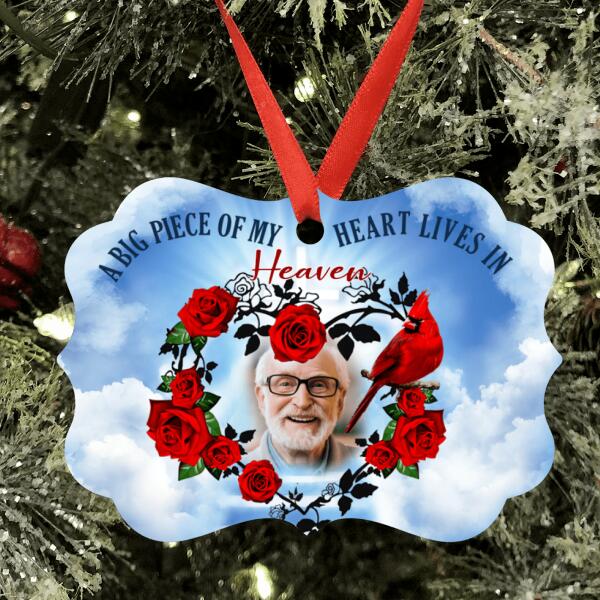 Personalized Memorial Ornament - Memorial Gift For Family - A Big Piece Of My Heart Lives In Heaven