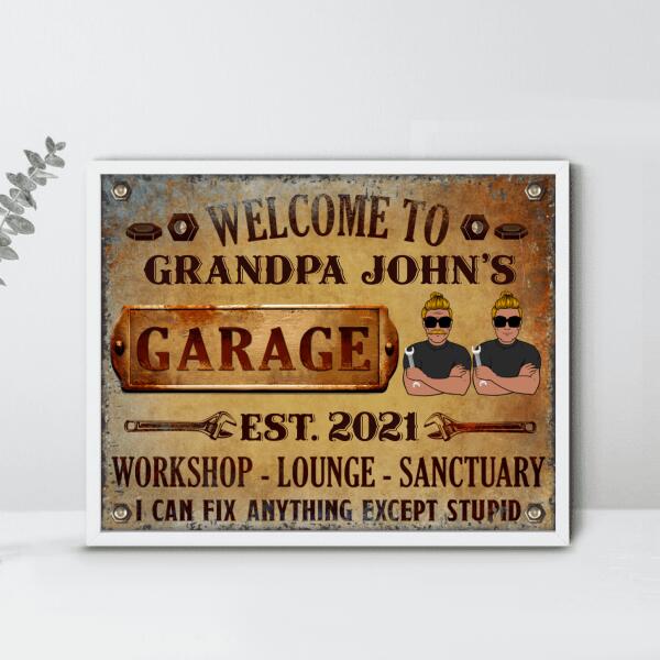 Personalized Grandpa/Dad's Garage Poster - Gift Idea For Grandpa/Dad - Welcome To Grandpa John's Garage