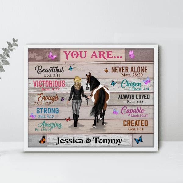 Personalized Christian You're Beautiful Horse Girl Poster - Gift Idea For Horse Lover