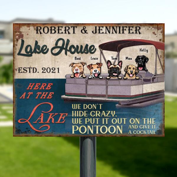 Personalized Pontoon Captain Pet Metal Sign - Up to 5 Pets - Gift Idea For Dog/Cat Lover