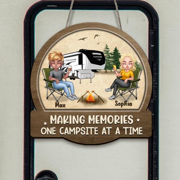 Personalized Camping Couple Door Sign - Gift Idea For Couple - Making Memories One Campsite At A Time