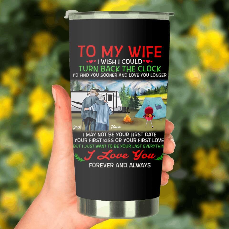 Personalized Old Couple Tumbler - Best Gift Idea For Grandparents/Couple - To My Wife I Wish I Could Turn Back The Clock