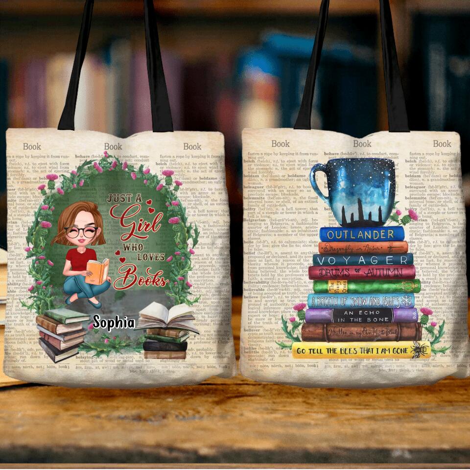 Personalized Book Girl Canvas Bag - Gift For Book Lovers - Just A Girl Who Loves Books