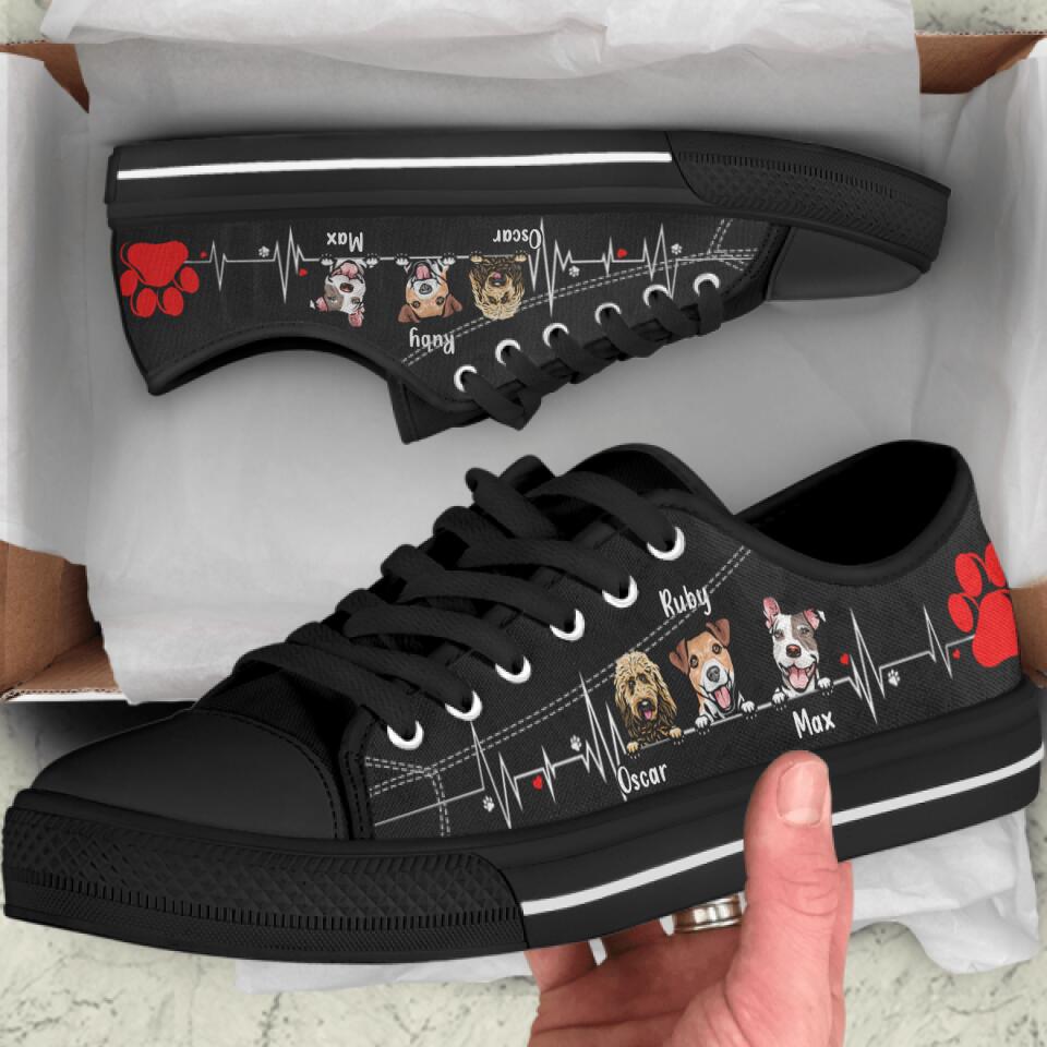 Personalized Heart Beat Dog Sneakers - Up to 3 Dogs - Gift Idea For Dog Lover