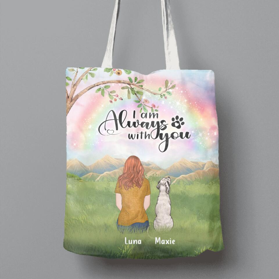 Personalized Dog Mom/Dad Canvas Bag - Man/Woman/Couple With Up to 4 Dogs - Best Gift For Dog Lover - I Am Always With You
