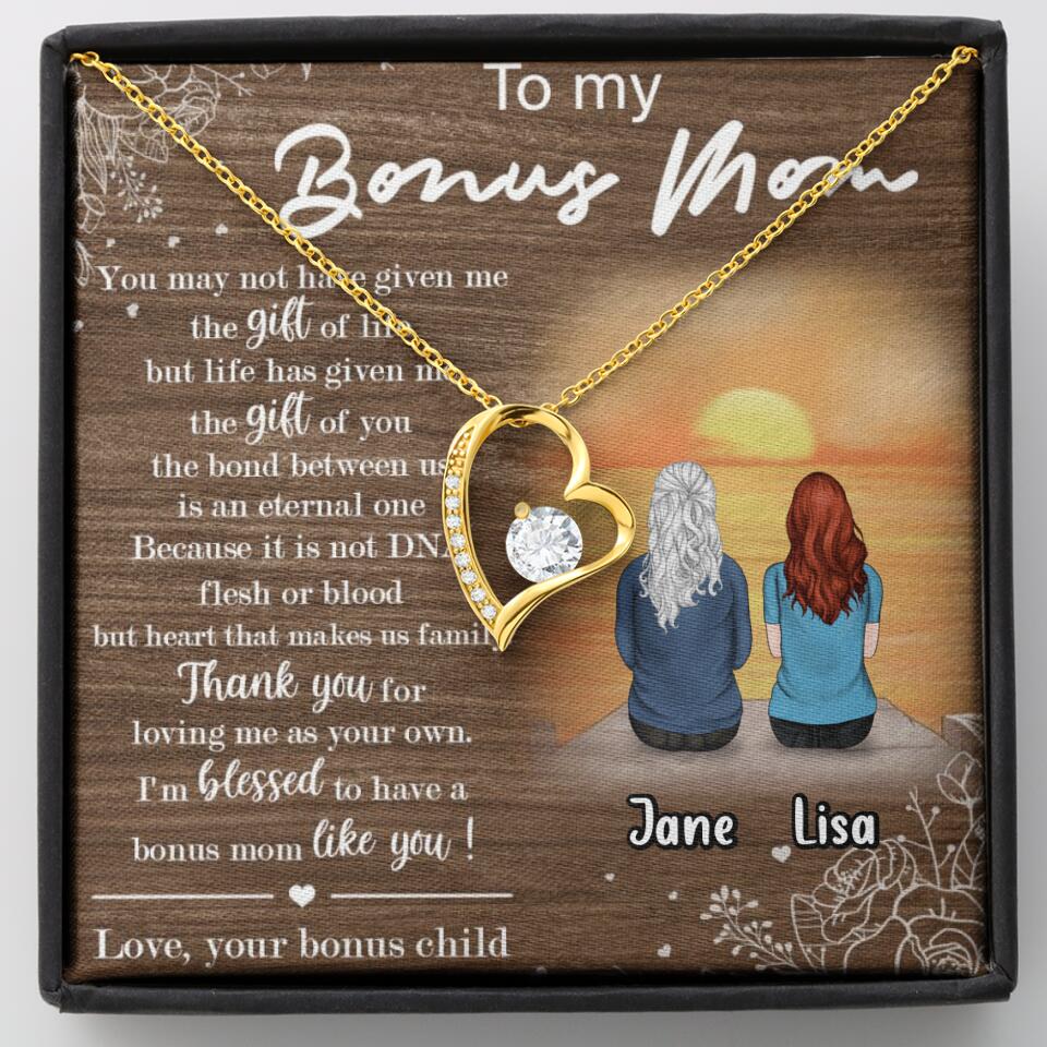 Personalized Bonus Mom Necklace - Up to 5 People - Mother's Day Gift For Mom - To My Bonus Mom
