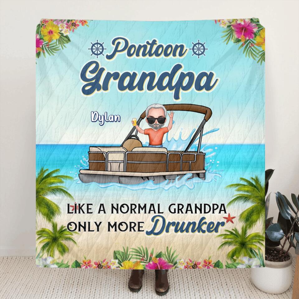 Personalized Pontoon Captain Pillow Cover/Fleece Throw Blanket/Quilt - Gift Idea For Pontoon Lover - Level Of Drunk Pontoon Captain