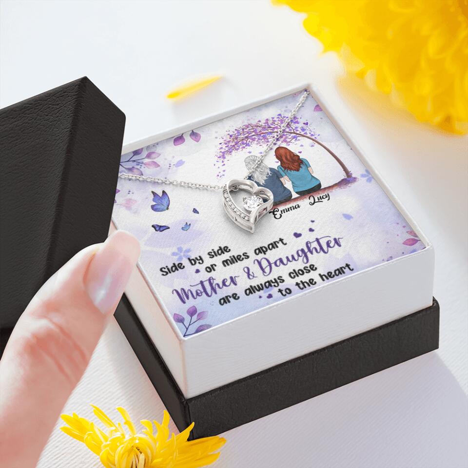 Personalized Mom & Daughter Forever Love Necklace - Gift Idea For Mother's Day - Up to 5 People - Side By Side Or Miles Apart, Mother & Daughter Are Always Close To The Heart