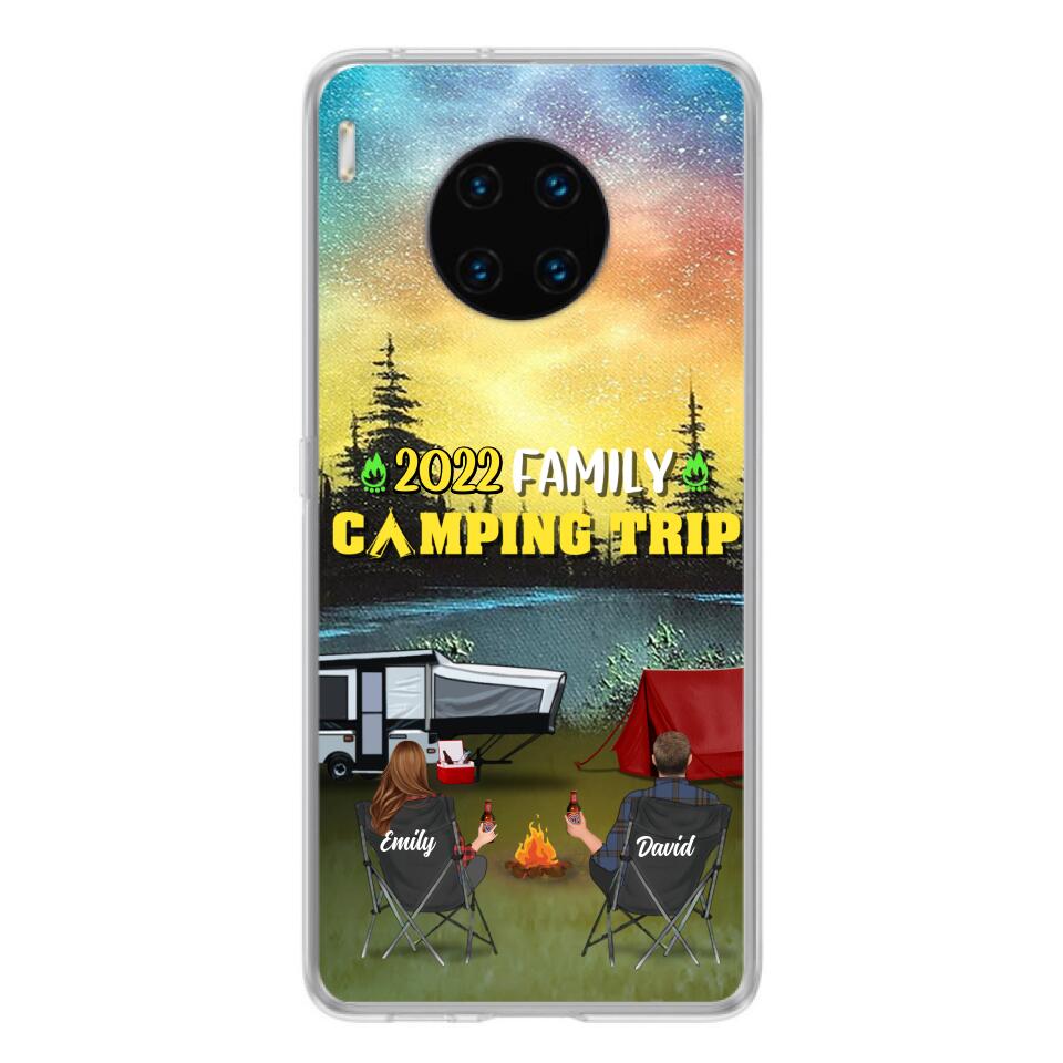 Personalized Family Camping Trip Phone Case - Couple/Single Parent/Parents With Up to 2 Kids And 3 Pets - Gift Idea For Whole Family/Camping Lover - Case For Xiaomi, Oppo And Huawei