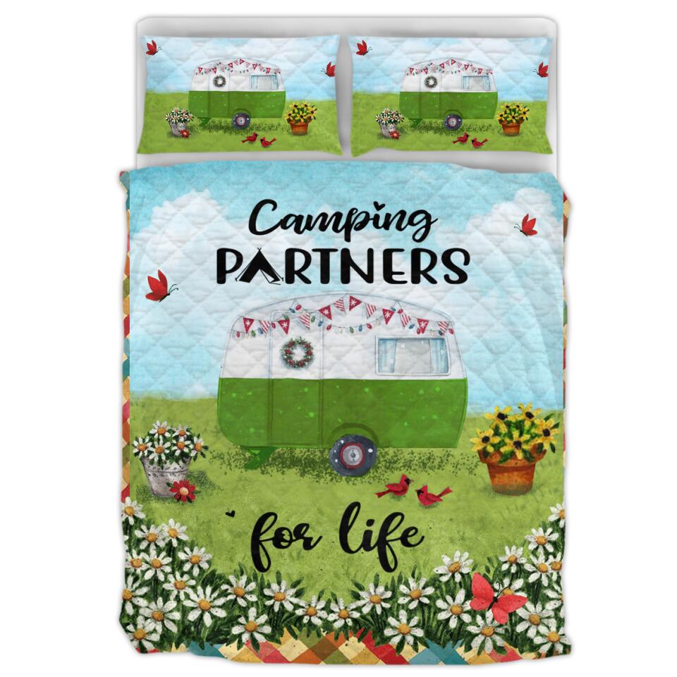 Personalized Happy Campers Quilt Bed Sets - Gift Idea For Camping Lover - Camping Partners For Life