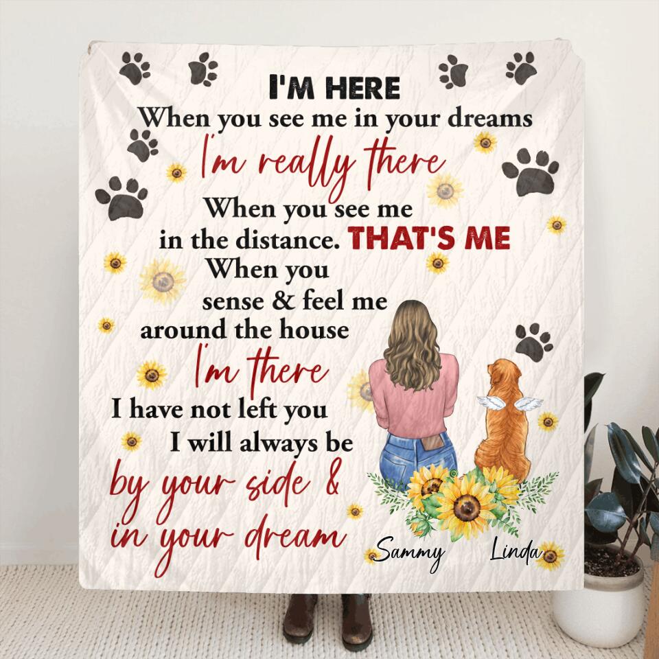 Personalized Memorial Dog Mom Quilt - Up to 2 Dogs - Gift Idea For Mother's Day/Dog Lover - I'm Here