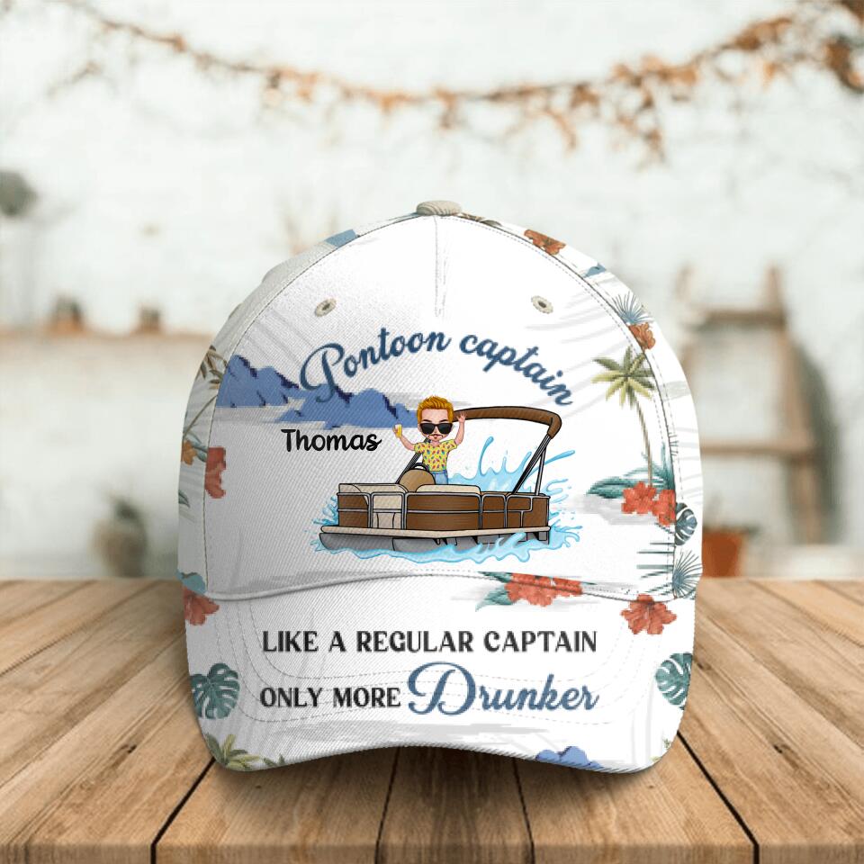 Personalized Pontoon Captain Classic Cap - Gift Idea For Pontoon Lover/Friend - Like A Regular Captain Only More Drunker
