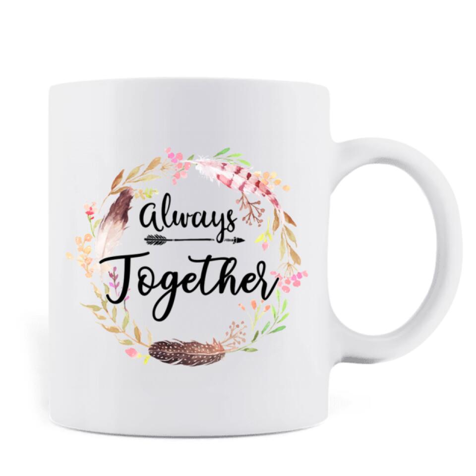 Personalized Coffee Mug - Boho Girls, Up to 3 Girls - Best Gift For Friend - Always Together