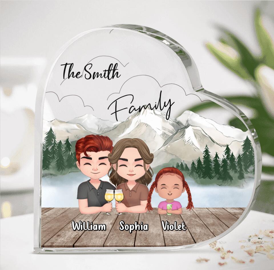 Personalized Family Crystal Heart - Up to 4 Adults And 2 Kids - Gift Idea for Father's Day/Mother's Day/Family