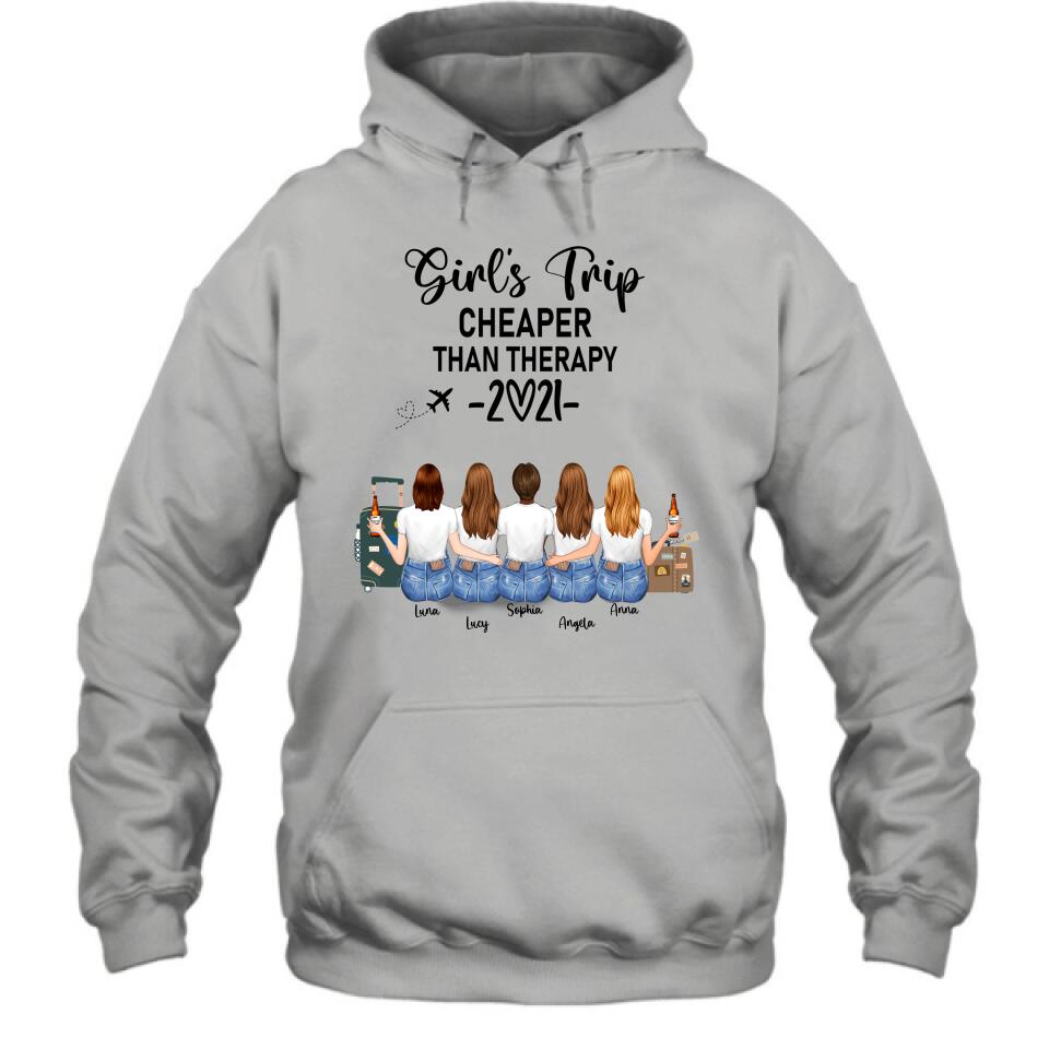 Personalized Friends T-Shirt/Hoodie - Up to 5 Girls - Best Gift For Friends Girl's Trip Cheaper Than Therapy