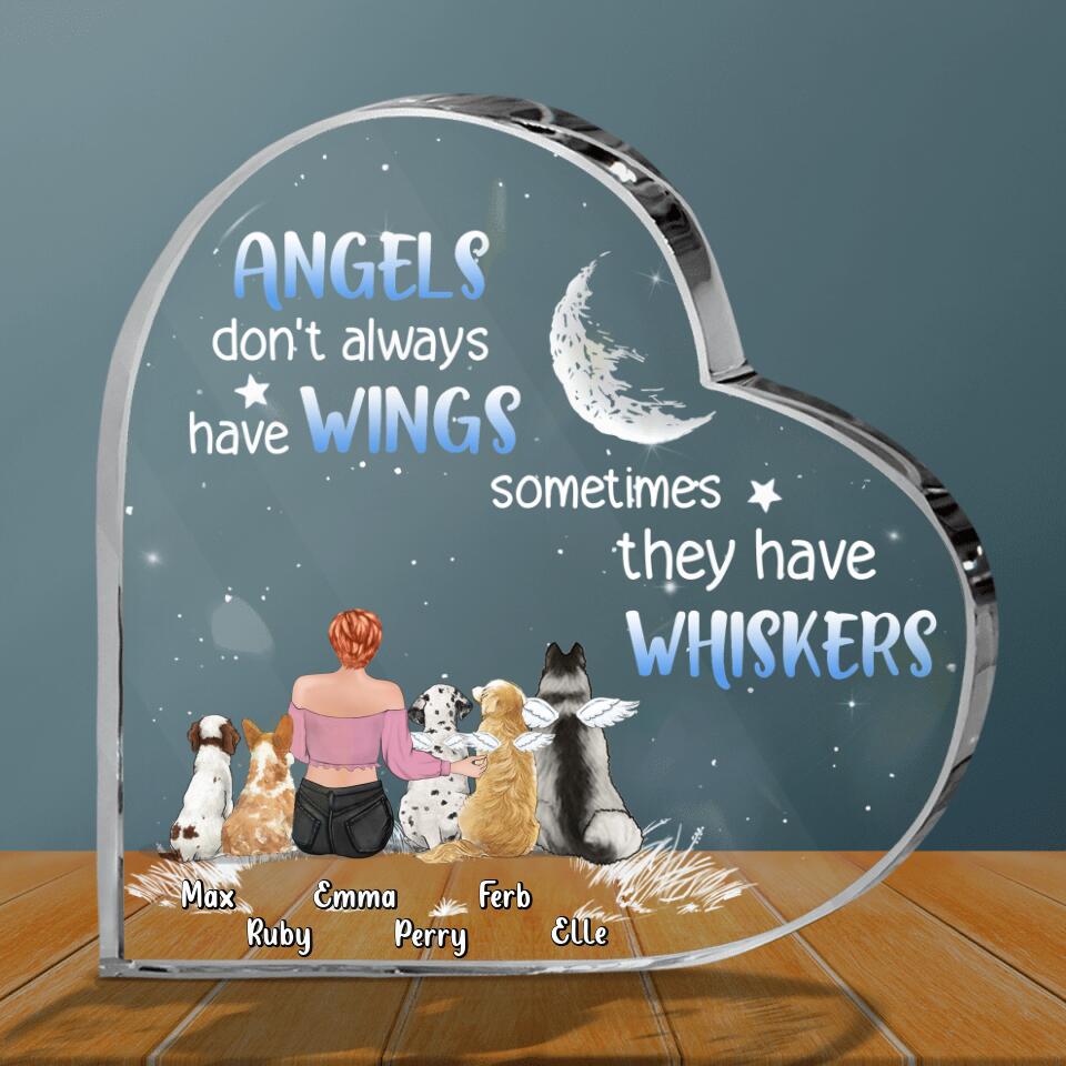 Personalized Pet Mom Crystal Heart - Gift Idea For Pet Lover with up to 5 Pets - Angels Don't Have Wings Sometimes They Have Whiskers