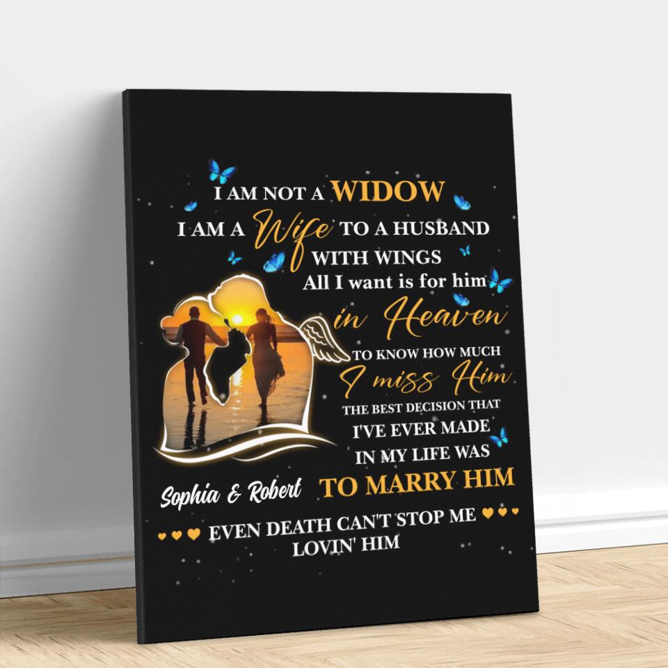 Personalized Couple Canvas - Memorial Gift Idea For Couple - I Am A Wife To A Husband With Wings