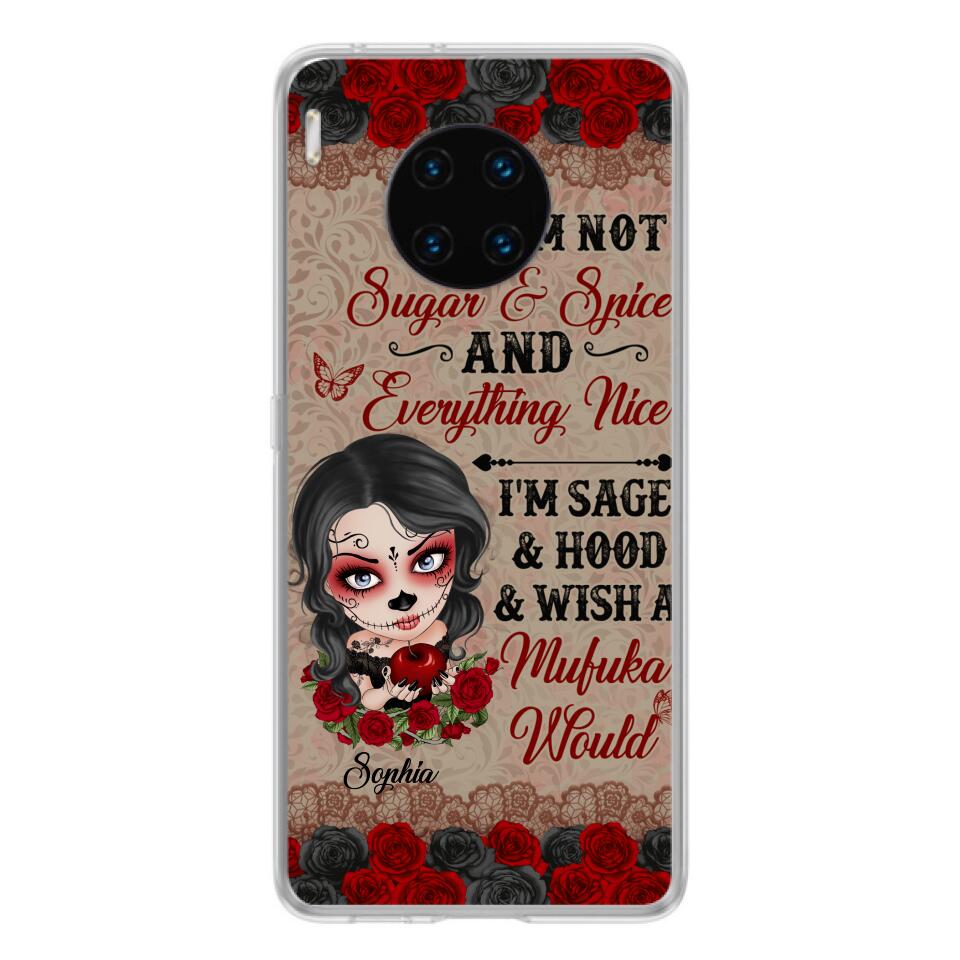 Custom Personalized Skull Girl Phone Case - Halloween Gift For Skull Lover - I'm Not Sugar & Spice - Case For Xiaomi, Oppo And Huawei