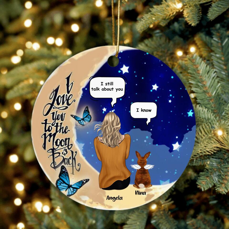 Personalized Memorial Rabbit Ornament - Up to 4 Rabbits - Memorial Gift For Rabbit Lovers - I Love You To The Moon & Back