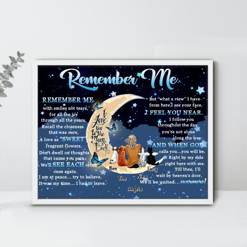 Personalized Memorial Poster - Up to 4 Pets - Best Gift For Dog/Cat Lovers - Remember Me