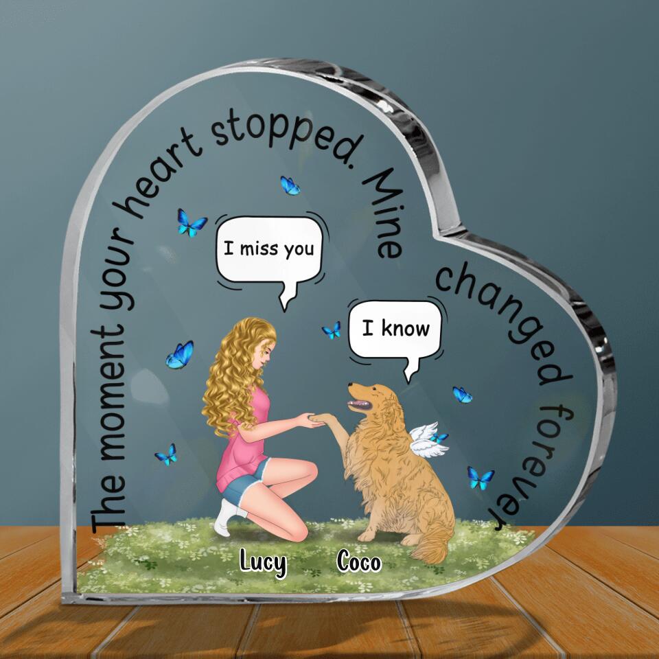 Personalized Memorial Dog Acrylic Plaque - Gift Idea For Dog Lovers - The Moment Your Heart Stopped Mine Changed Forever