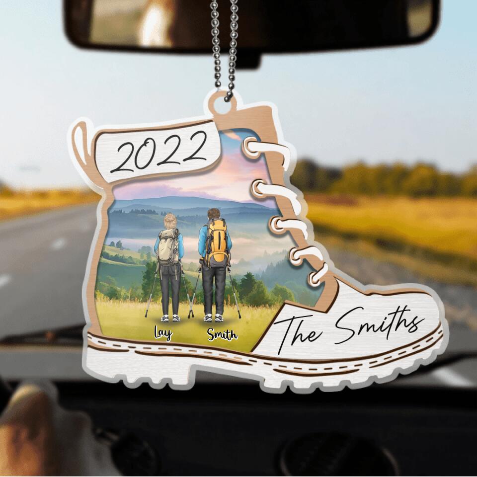 Personalized Hiking Boot Mica Ornament - Gift Idea For Hiking Lover - Happy Valentine's Day