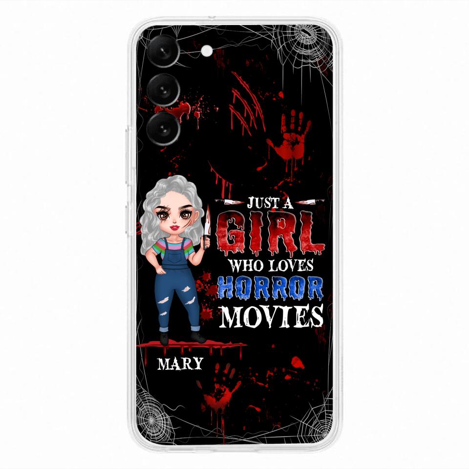 Custom Personalized Halloween Phone Case for iPhone and Samsung - Gift Idea For Halloween - Just A Girl Who Loves Horror Movies