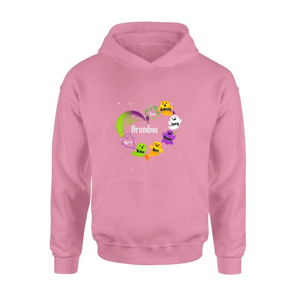 Personalized Grandma & Grandkids Ghost T-shirt/Long Sleeve/Sweatshirt/Hoodie - Halloween Gift for Grandmother - Up to 7 Grandkids