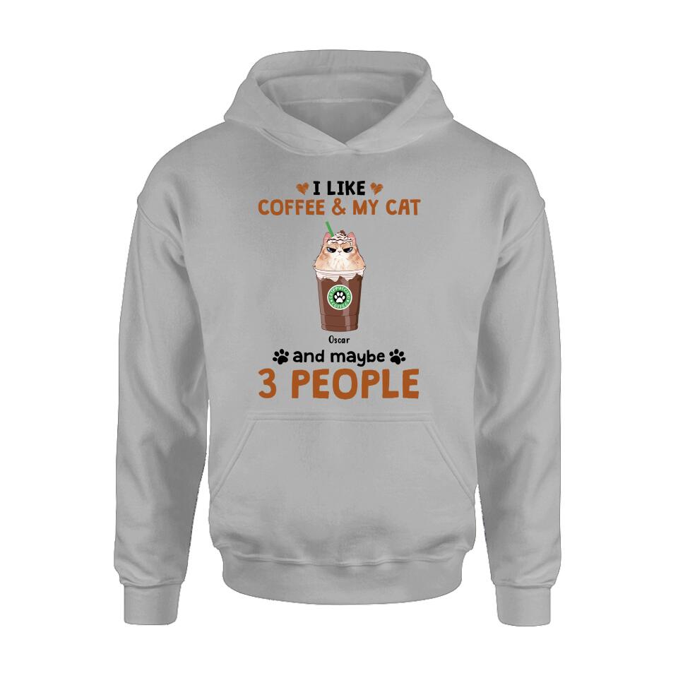 Personalized Catpuccino Shirt - Gift Idea For Cat Lover with up to 5 Cats - I Like Coffee & My Cat and Maybe 3 People