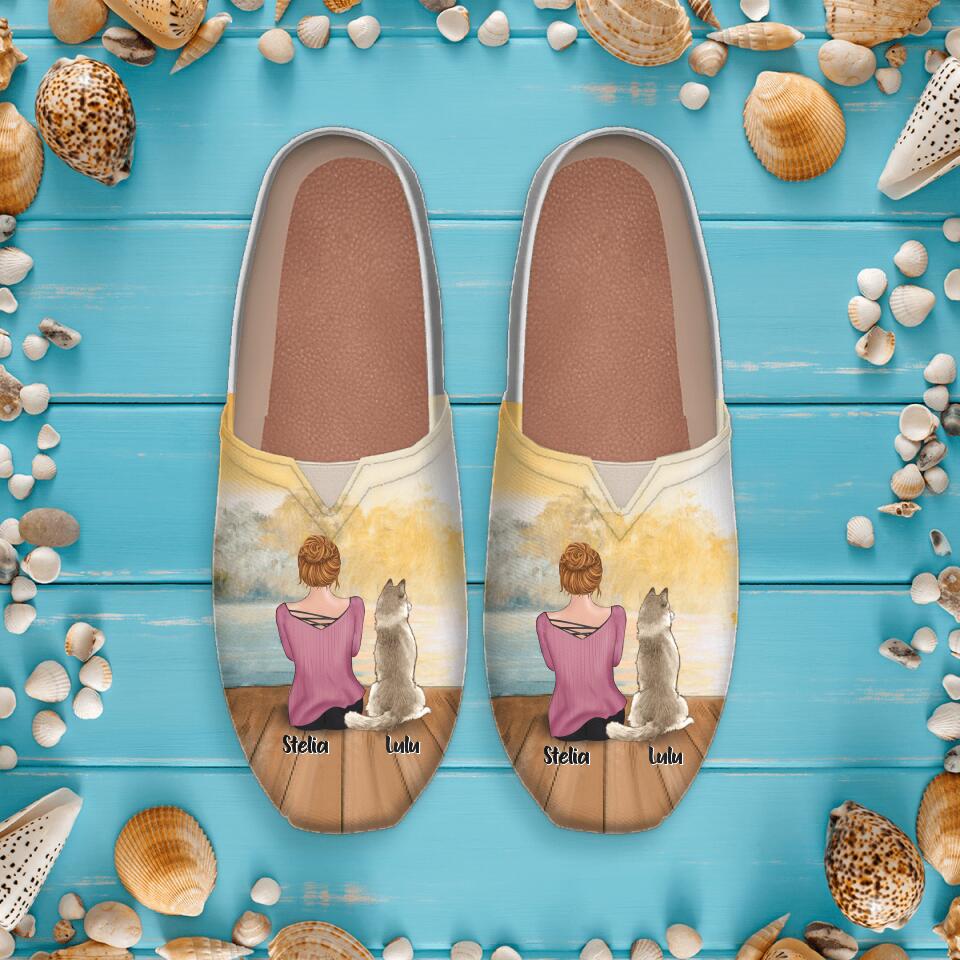 Personalized Dog Mom Women's Canvas Fisherman Shoes - Gift For Dog Lover/Mother's Day Gift For Mom