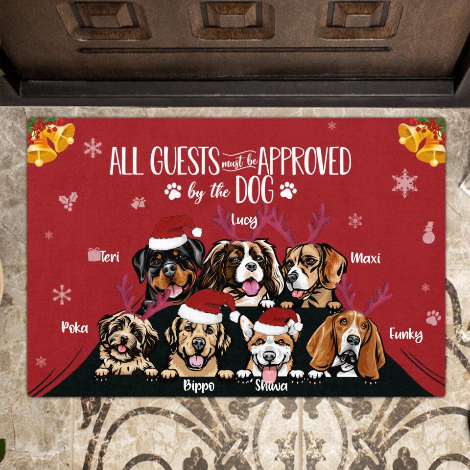 Personalized Christmas Pet Doormat - Up to 7 Pets - Best Gift For Cat/Dog Lover - All Guests Must Be Approved By The Dog