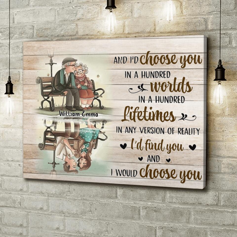 Custom Couple Name Horizontal Canvas - Gift Idea For Couple/ Wife/ Husband - I'd Find You and I'd Choose You