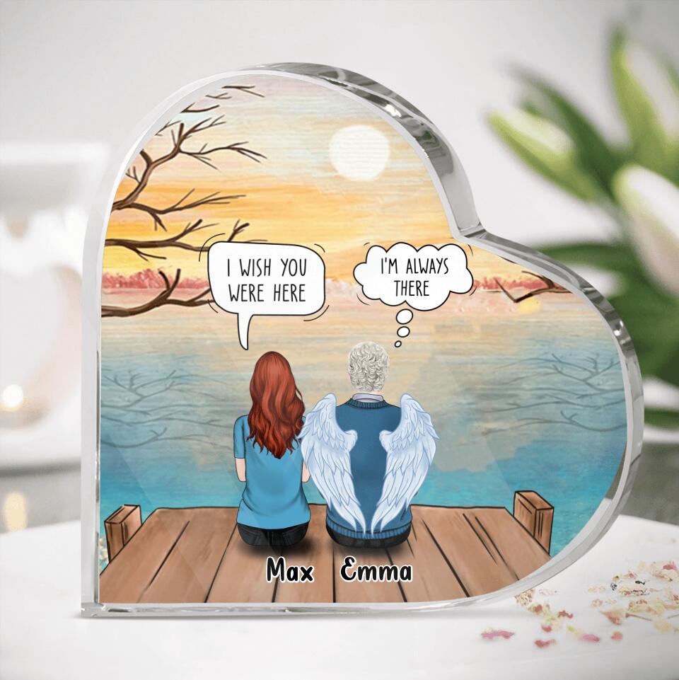Personalized Dad Memorial Heart-Shaped Acrylic Plaque - Memorial Gift Idea For Father's Day From Daughter - Dad, I Miss You More Than Anything