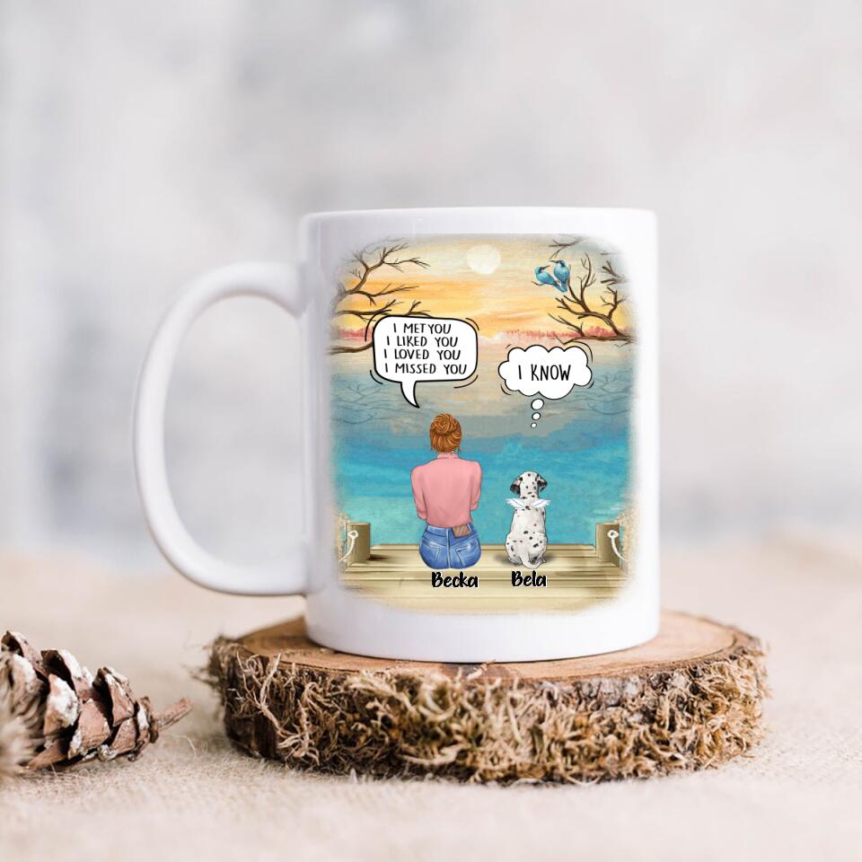 Personalized Memorial Pet Mom Coffee Mug - Up to 5 Pets - Memorial Gift Idea For Dog Cat Lover - I Met You I Liked You I Loved You I Missed You