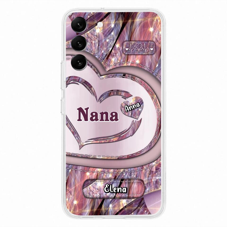 Custom Personalized Grandma With Sweet Heart Kids Phone Case - With Up To 9 Kids - Best Gift Idea For Grandma - Cases For iPhone & Samsung