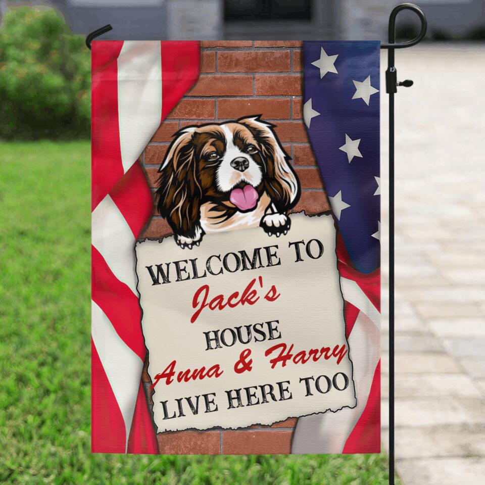 Personalized Pet Flag - Up to 3 Dogs/Cats - Gift Idea For Dog/Cat Lover - Welcome To House