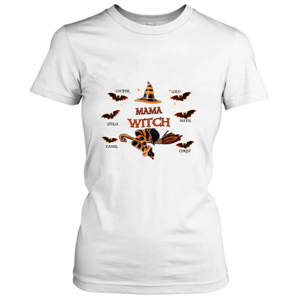 Personalized Halloween T-shirt/Sweatshirt/Hoodie/Long Sleeve - Up to 6 Bats - Best Gift For Halloween, Mother/Grandmother - Mama Witch - 80H9EN