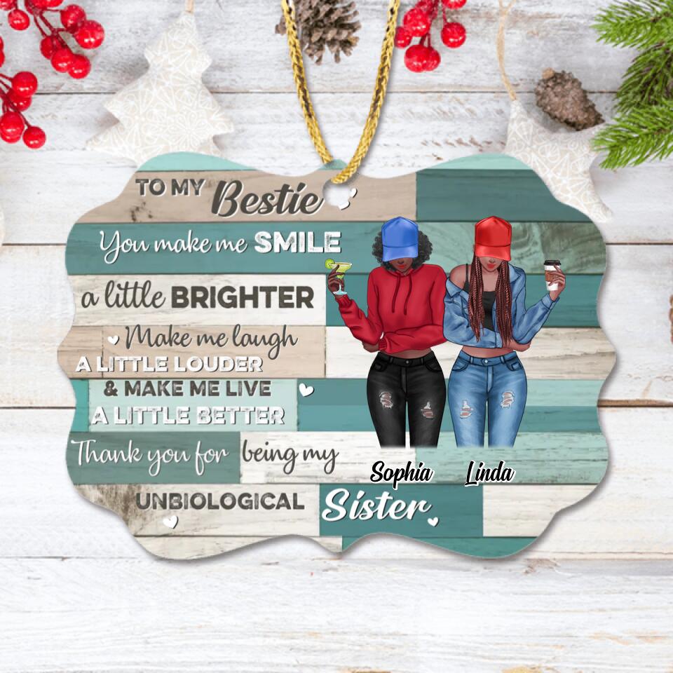 Personalized Bestie Rectangle Wooden Ornament - Gift Idea For Best Friends - To My Bestie, You Make Me Smile A Little Brighter