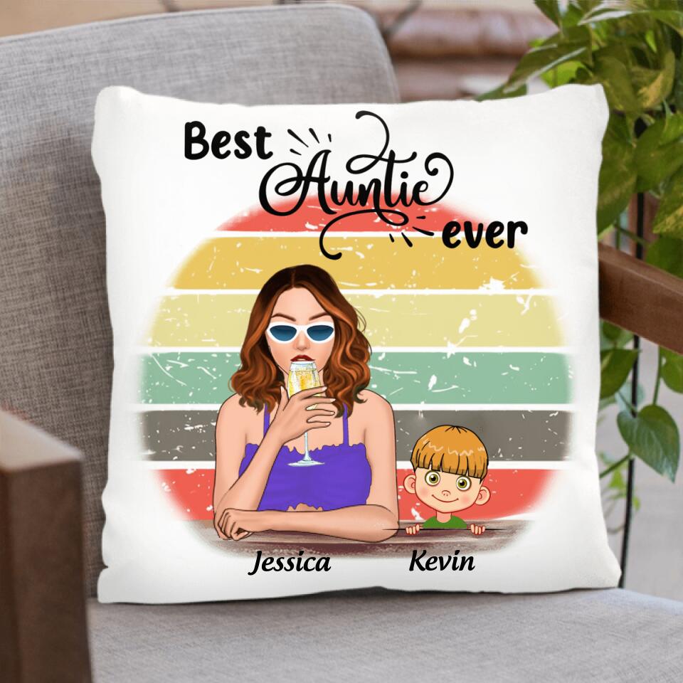 Personalized Aunt Pillow Cover - Aunt With Up to 2 Kids - 7ICUJZ